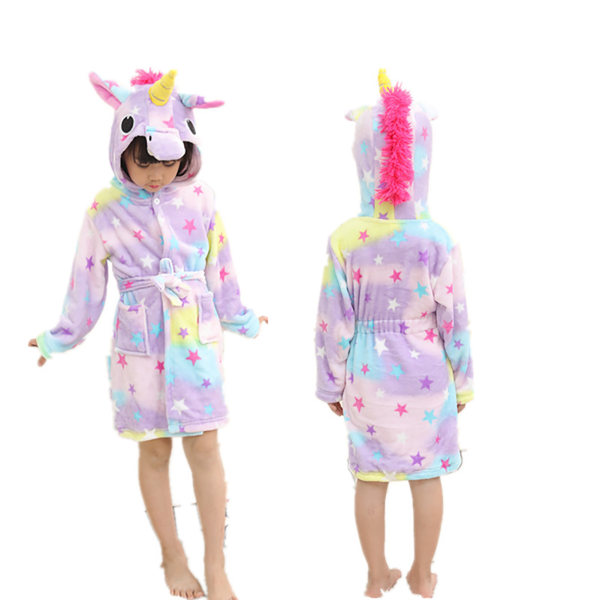 Barnmorgonrock Flanellrock Långärmad Förälder Barnkläder Sovkläder Söta tecknade djurmönster Star Pegasus 51,18in