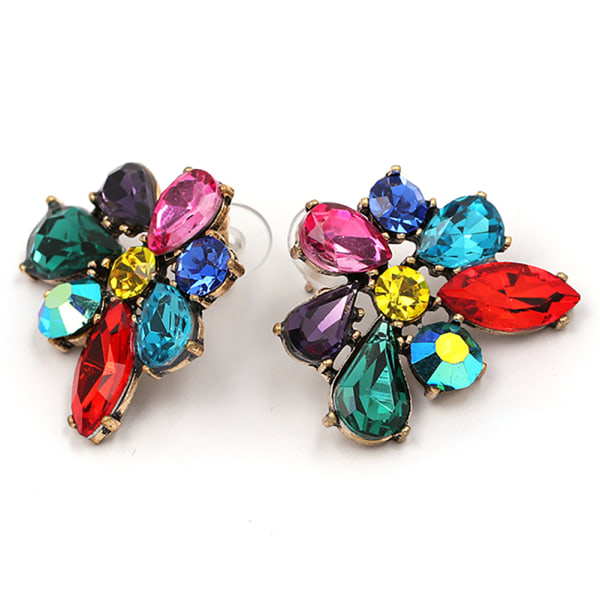 Dame Dame Krystall Rhinestones Blomsterøredobber Dingler Elegant Legering Ear Stud (farger)