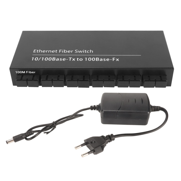Ethernet optisk svitsj 8 porter 10 100 Mbps Tx1310nm LED-indikator Plug and Play Ethernet Fast Switch for nettverk 100?240V EU-plugg