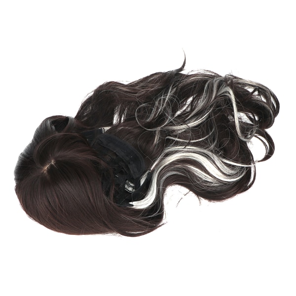 Naisten pitkä kihara peruukki musta harmaa väri hengittävä verkko tukevasti käytä tekohiuksia aaltoilevat peruukit otsatukkailla