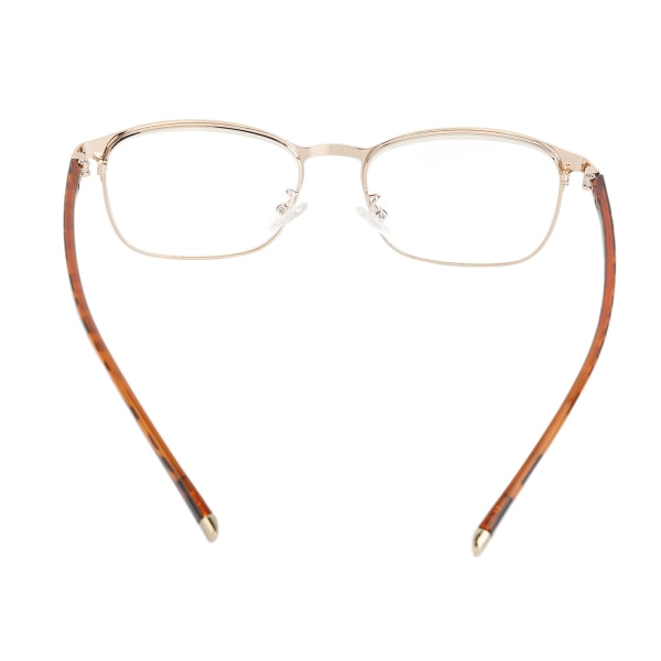 Presbyopiske briller Blått lysblokkerende ripebestandig harpikslinse-lesebriller for TV-titting Gullramme +100