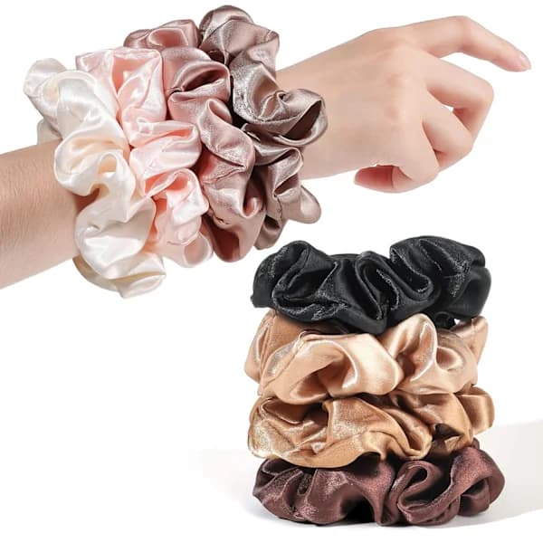 5 Satin Hår Scrunchies, Elastikker til Kvinder & Piger
