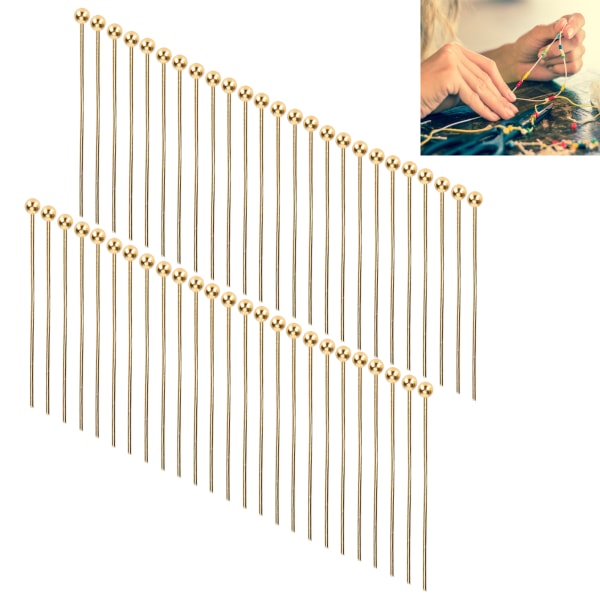 50 stk Kulehodepinner Smykkeanheng DIY Craft Perle Making Deler Tilbehør Gull 30mm / 1.18in