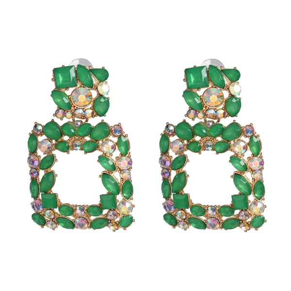Muoti Naisten metalliseos korvakorut Drop Geometric Neliömäinen Strassikivi korvatarvikkeet (vihreä)