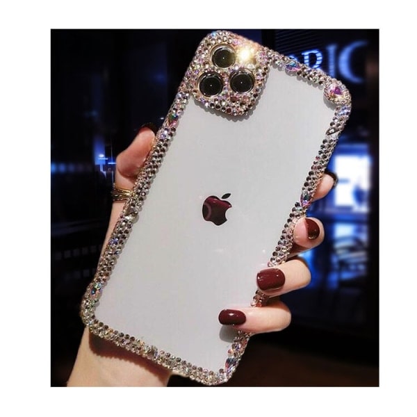 Glitter Bling Sparkling Diamond Crystal Mjuk kompatibel med iPhone-fodral för kvinnor, flickor (Vit, iPhone 13 pro)