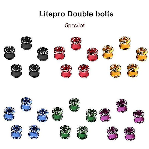 Litepro 5 stk sykkelhjulbolt for kranksett sykkeldeler (svart)