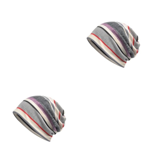 1/2 Slouchy Beanie Skullies Stretch Kemohätta Varm Randig Halsduk 2PCS