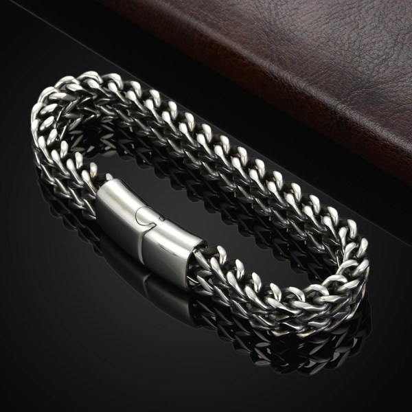 Magnetarmband i titanstål Dubbla radmagneter Armband Silver Modesmycken Present för män 23cm/9.06in
