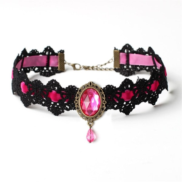Choker Halsband Sammetskedja ROSA Rosa Pink