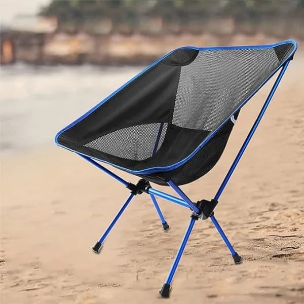 Sammenklappelig campingstol, last ca. 150 kg, sort blå