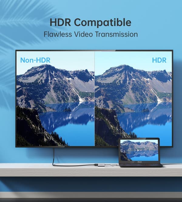 Choetech Hub, USB-C -liitin HDMI:hin, harmaa—pa