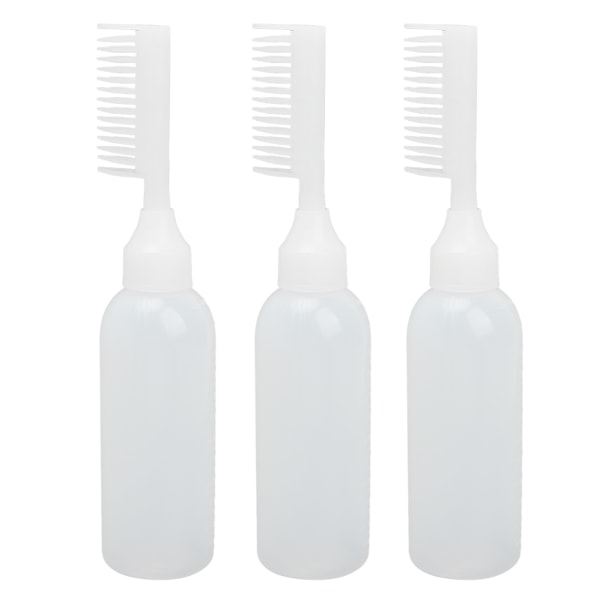 3 stk. Root Comb Applikator Tom Flaske PE Squeeze Clear Scale Hårfarvning Farvningsflaske Hvid