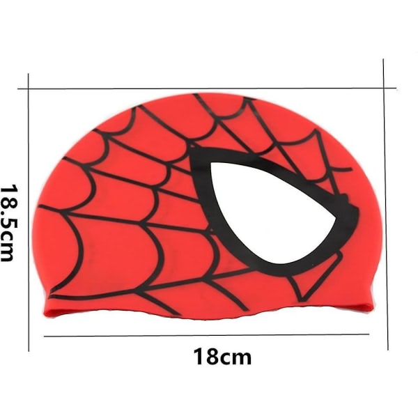 Cap, vanntät silikon unisex simhatt Spindelmønster långhårig hatt for barn Barn, pojkar og flickor for vannsporter (rød)