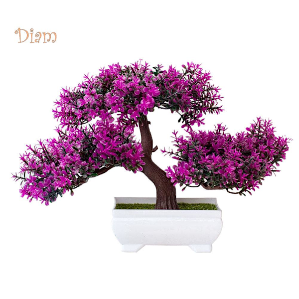 Fetong 1 stk Kunstig Blomst Fyrretræ Plante Foto Prop Bryllup Hjem Bonsai Dekoration? Rose red