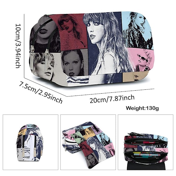 Taylor Swift Pennfodral med stor kapacitet, 2 fack, dragkedja, pennfodral, kontorsmaterial, skola, kontor (YJD) 1