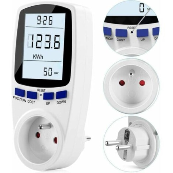 Wattmeter Plugg - Energimåler A185V 264V - LCD-skjerm.pa