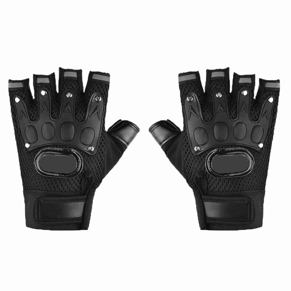 2 st halvfinger körhandskar Mesh tyg Handskar skydd krok och ögla fäste Motorcykel handskar