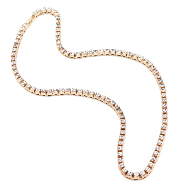 Premium tenniskedja guldpläterad en rad armband halsband klassisk glänsande legering kedja