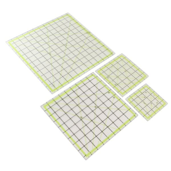 4 stk akryl quilting lineal Quadrate Grid Lines Dobbelt farve klar stryge lineal til skæring af stof til målinger