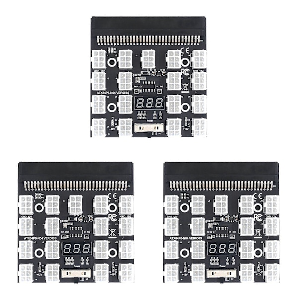 3X Breakout Board 17 Port 6Pin LED-näyttö Virtamoduuli Palvelinkorttisovitin 1200W 750W PSU GPU.pa
