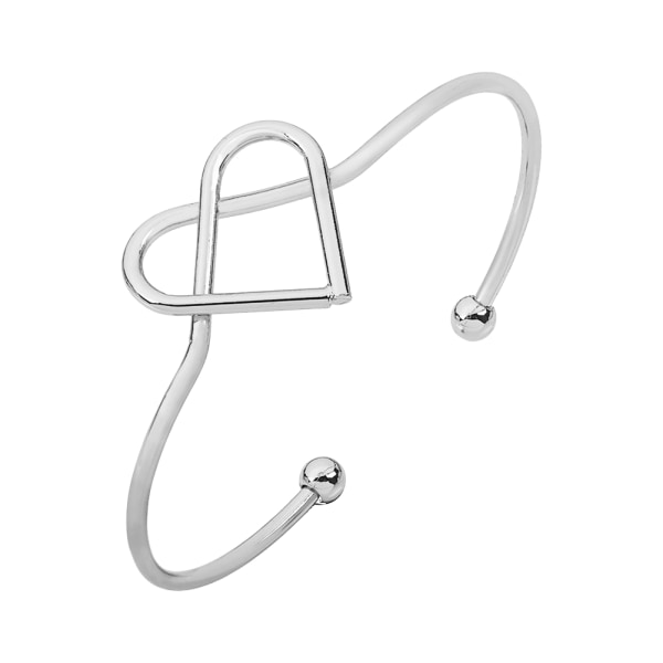 Yksinkertainen tyyli naisten metalliseos yksivärinen ontto risti sydän rannekoru (hopea)