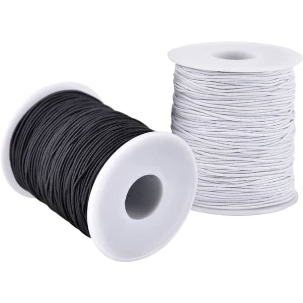 Elastisk tråd til armbånd, 2 ruller 1 mm Robust elastisk tråd til smykkefremstilling, halskæder, perler sort og hvid Sort og h
