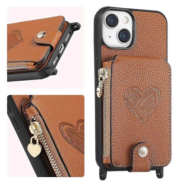 iPhone 15 Plus Läderfodral - Slim PU - Kompatibelt med iPhone 15 Plus Brun