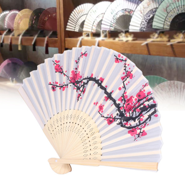 10 stk Sakura sammenleggbar håndvifte Bærbar bambussilkehåndvifte for dansefestforestilling