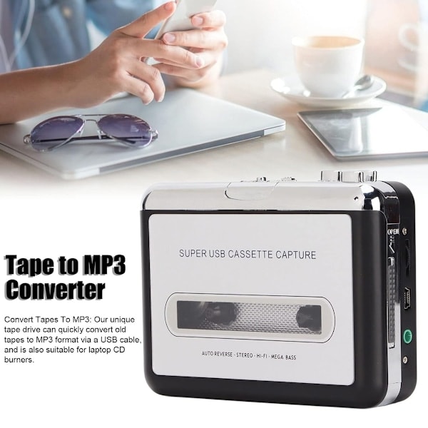 USB-bandkonverterare, kassettspelare, gammal kassettmodell till MP3-kassettspelare, bärbar spelare 1 st.