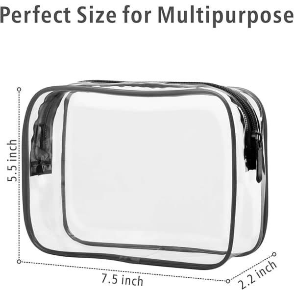 Transparent necessär, 3-pack, kosmetisk resemakeupväska, 18*12 cm