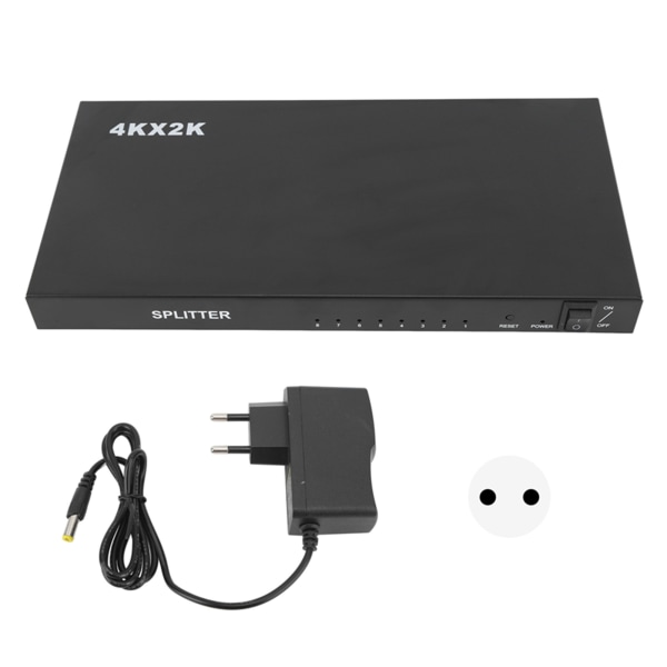 4K HD Splitter Composite Video Distribution 1 In 8 Out AC 100V?240V Lyd Video Splitter til DVD STB spilkonsoller EU-stik