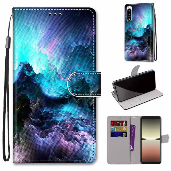 Etui til Sony Xperia 5 Iv Painted Flip Cover Magnetic Coque Cover Etui Stængning - Color Cloud