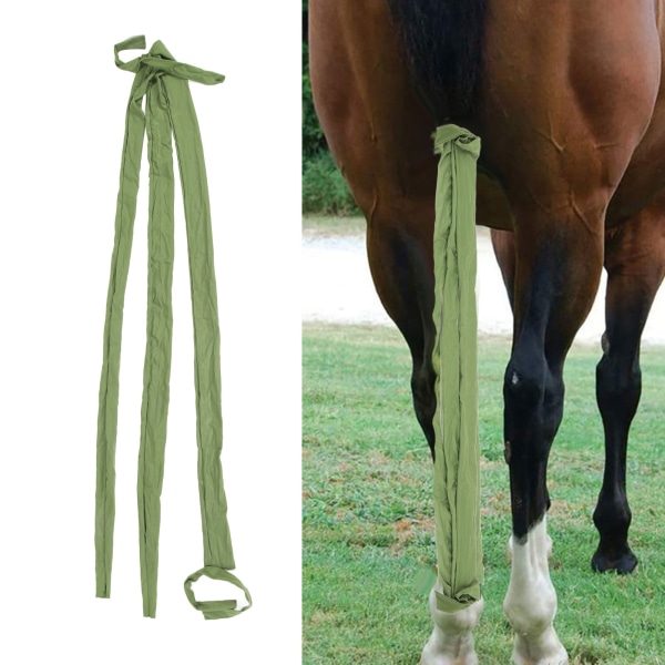 Horse Tail Wrap Multifunksjonell 3 Tube Horse Tail Guard Lettvekt Pustende Hale Bag for Home Farm Green