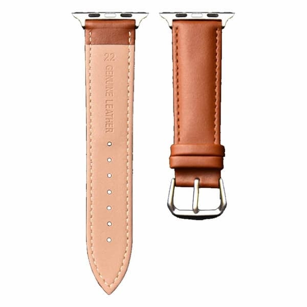 Apple Watch 42/44/45/49 1-8/SE/Ultra Brunt Lærarmbånd Skinn—pa