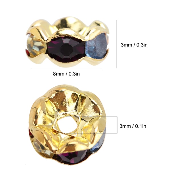 50 stk 8 mm skinnende vintage avstandsperler DIY smykkelaging tilbehør rekvisita (gull)