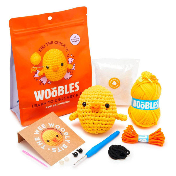 Woobles virkade set för nybörjare i enkelt ärtgarn, som setts på Shark Tank Chicken