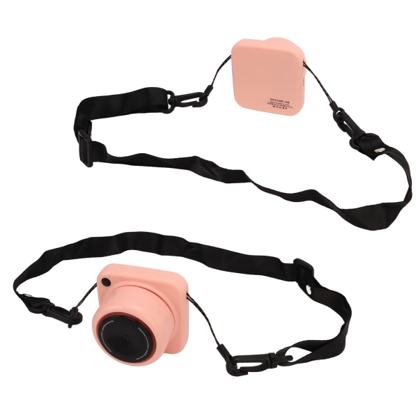 Hengende halskjedevifte Vintage kameraformet justerbar håndfri bærbar minihalsvifte med snor for utendørs rosa