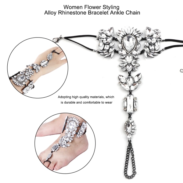 Attraktive kvinner Jenter Legering Rhinestones Fargerike lang ankel kjede smykker tilbehør (hvit)