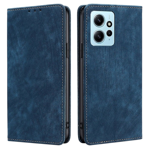 För Xiaomi Redmi Note 12 4g Pu-läder Rfid-blockerande phone case Stativ Plånbok Drop-proof flip- cover Blå
