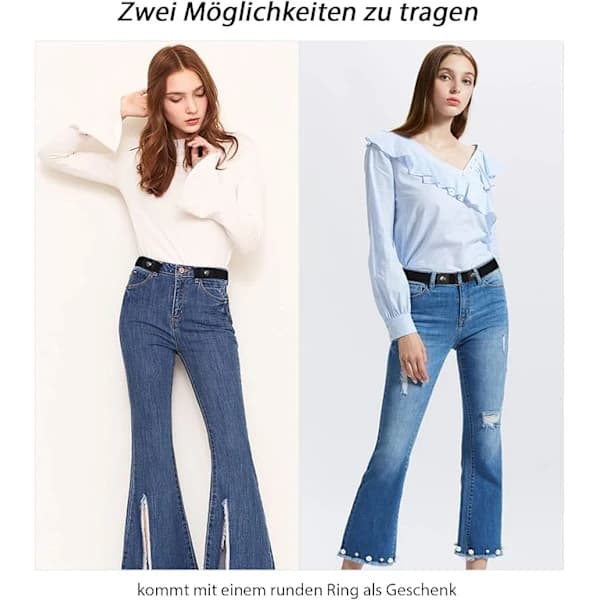 Elastiskt bälte för kvinnor, spännlöst osynligt bälte för jeans
