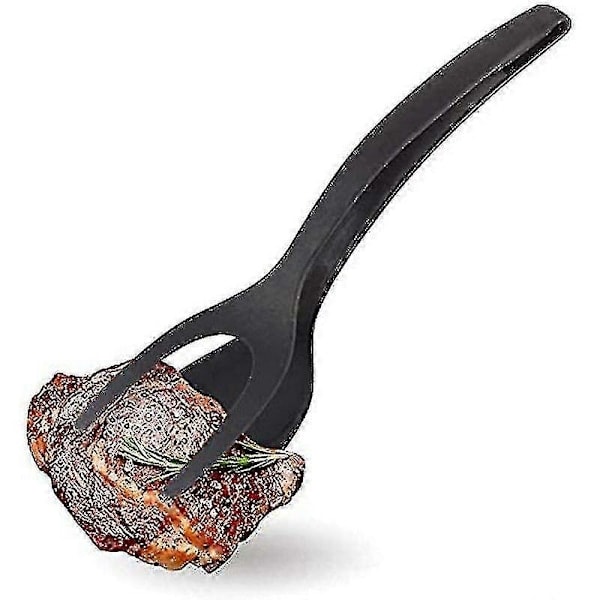 Stekespade for stekte egg, 2-i-1 silikon eggespade pannekaketang, svart（PA）