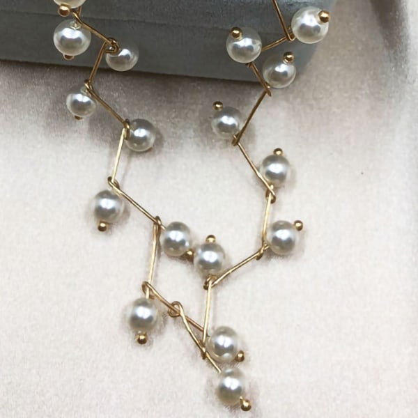 Artificiell pärlbenskedja halssmycken Faux Pearl nyckelbenshalsband för damer guld