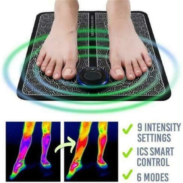 Paris_EMS Fotmassage USB-laddningsbar Elektrisk Fotstimulator Massageapparat, Bärbar Massagefotmatta