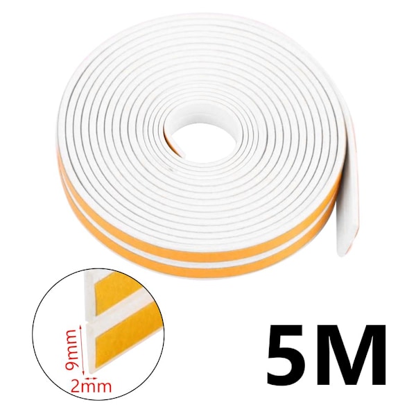 Trekkbeskyttelse Værtetningstrimmel 5m For Vinduer Dører Selvklebende Tape Matches the image D shape white