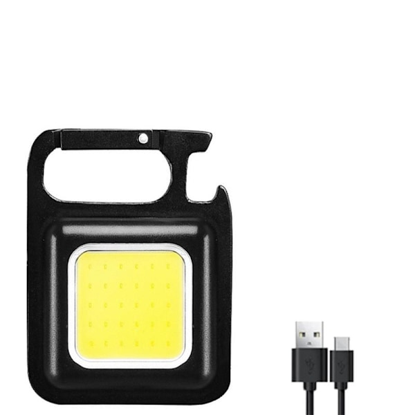 Liten LED Lommelykt COB Oppladbar Nøkkelring Mini Lommelykt 4 Lysmoduser Bærbar Lommelykt med Magnetbase for Fiske, Gåtur, Camping Black 16 PCS