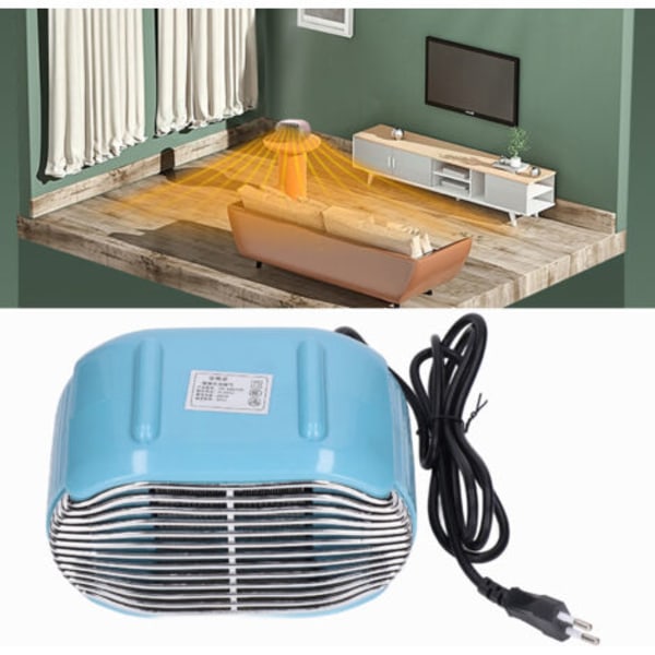 800W Bordvarmer 45° Swing Blå Bærbar Multi Hastighedsjustering Kontor Husholdning Mini Varmelegeme.pa