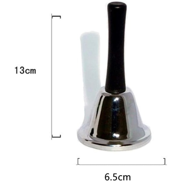 Handklocka i rostfritt stål, 14 cm hög klassisk silverfärgad handklocka receptionsklocka, handhållen hög klocka för bröllopsevenemangsdekoration