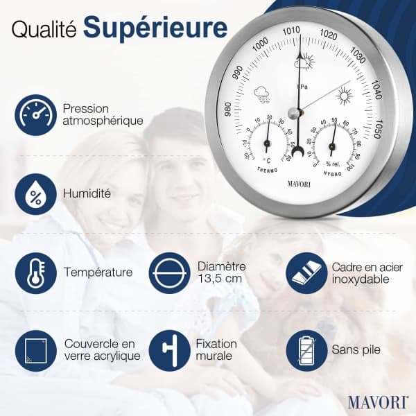 Analog værstasjon for innendørs/utendørs, ramme i rustfritt stål