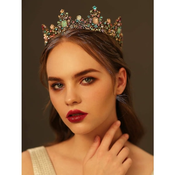 Jeweled barok Queen Crown - Strass bröllopskronor og tiaror for women, kostymfest hårtillbehör