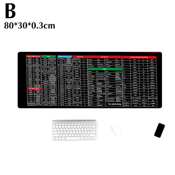 Stor musematte Word/Excel/PowerPoint snarveistaster Skrivebord P 80*30*0.3cm 1stk.pa